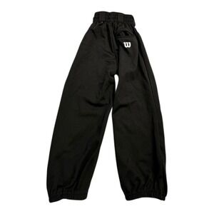Wilson Youth Black Polyester Sweatpants Elastic Waist Drawstring Logo XS